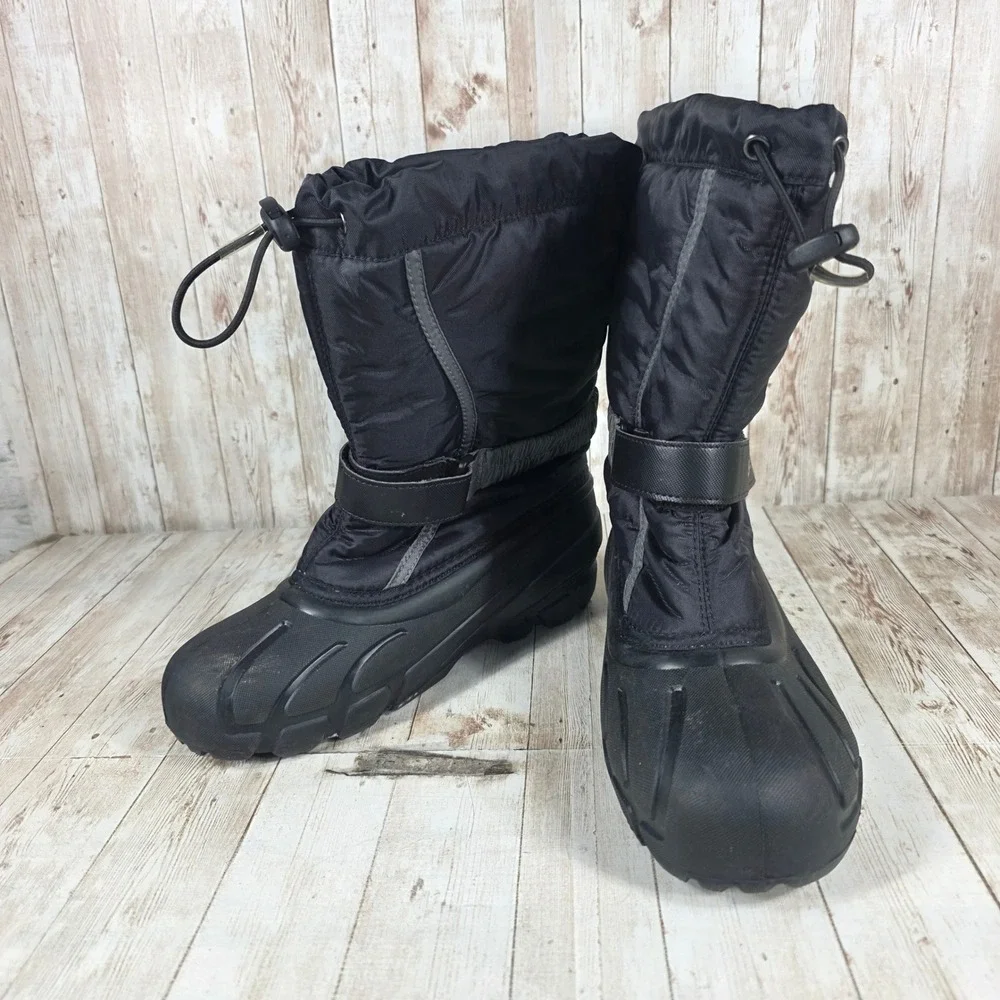 Sorel Kids Black Puffer Snow Winter Boots‎ Waterproof Insulated Drawstring Size